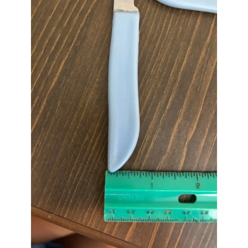 Lot of 3 Stainless Unbranded Kitchen Paring Knives Country Blue Handles